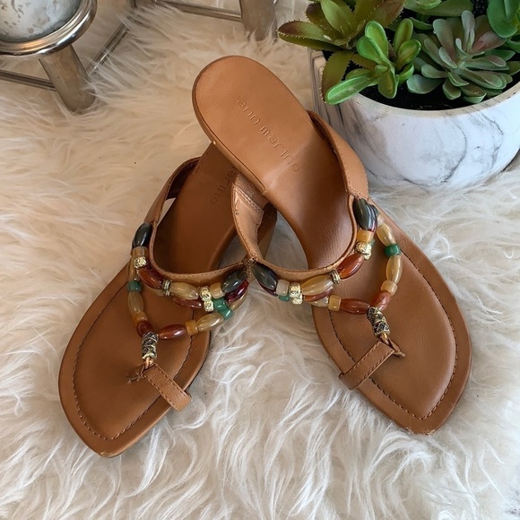 BEAUTIFUL Summer Low Heel Beaded Women’s Sandal Size 7 - Picture 1 of 9